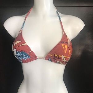 Ocean Pacific rust floral triangle bikini top